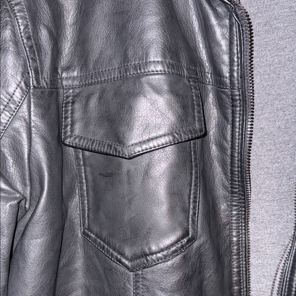 Levi's Black Faux Leather Jacket with hood for Men Large - Picture 10 of 11